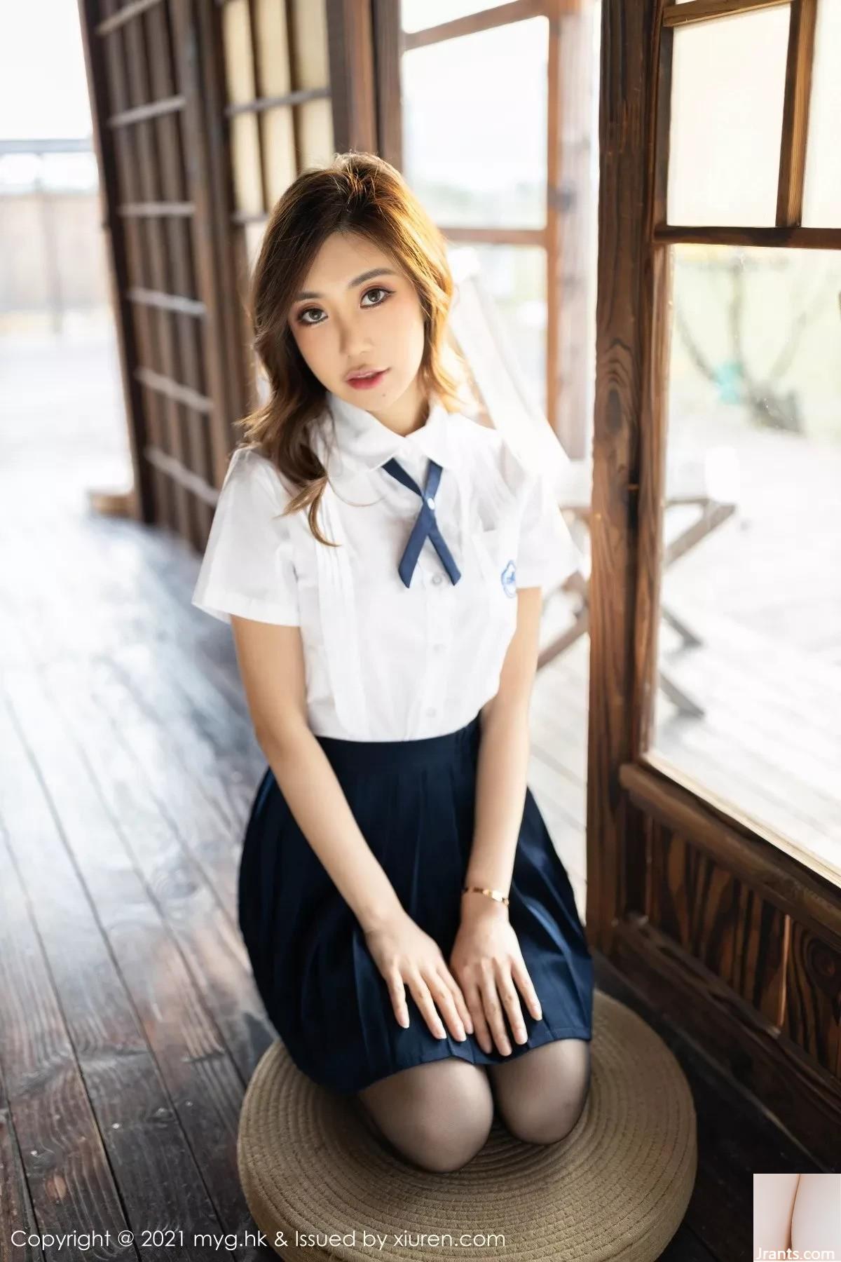 (MyGirl Beauty Hall) Vol.618 Nữ thần Carina cởi đồng phục học sinh trong phòng riêng để lộ nội y màu hồng gợi cảm, bộ ảnh duyên dáng và quyến rũ (88P)