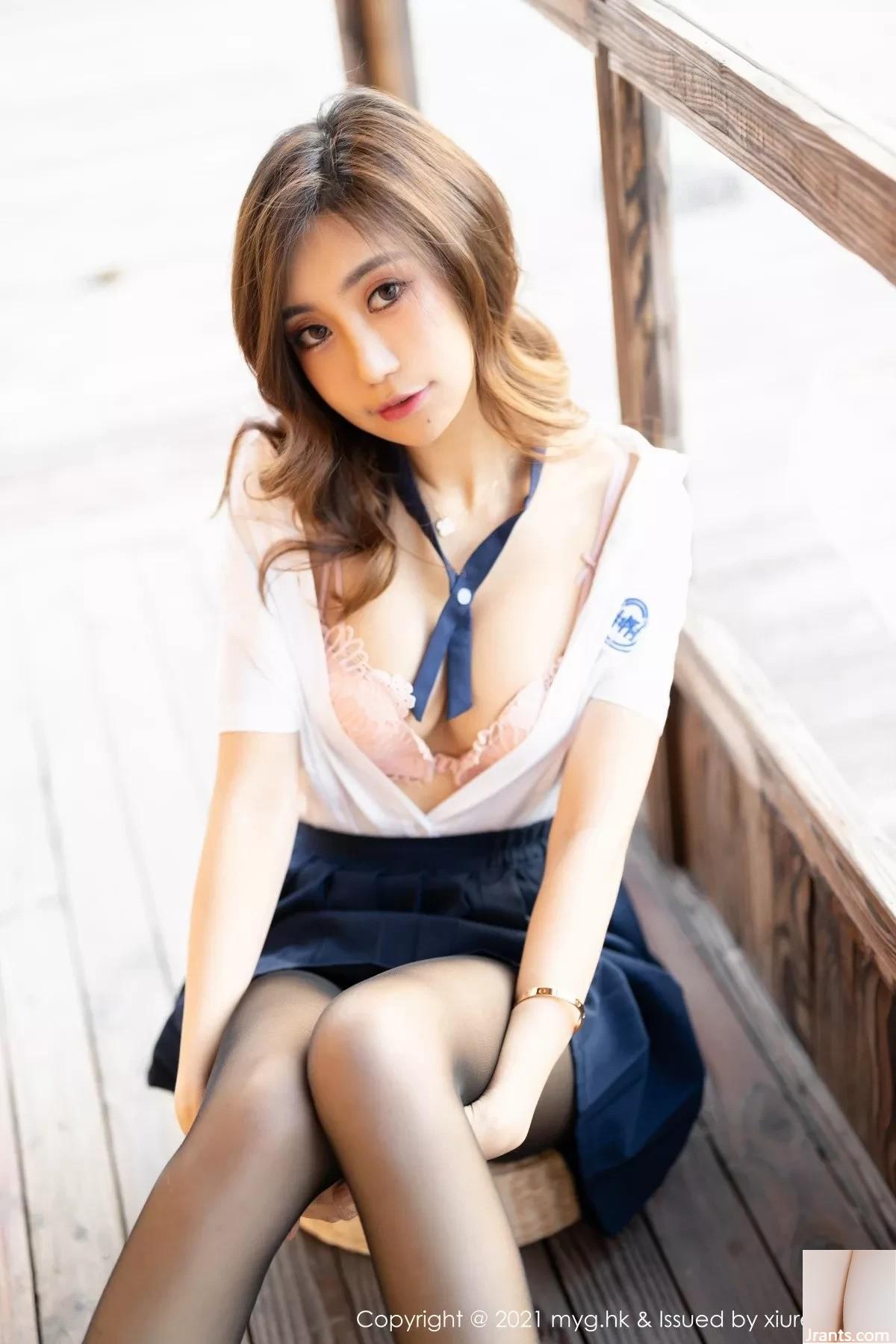 (MyGirl Beauty Hall) Vol.618 Nữ thần Carina cởi đồng phục học sinh trong phòng riêng để lộ nội y màu hồng gợi cảm, bộ ảnh duyên dáng và quyến rũ (88P) - Ảnh 34