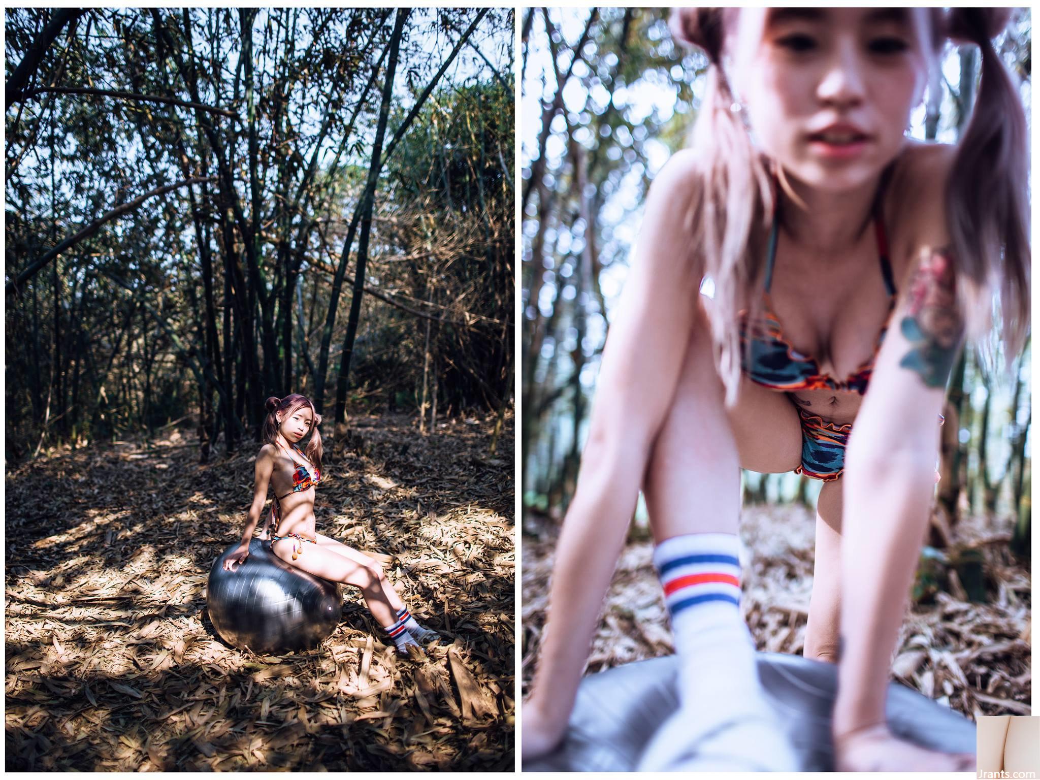 Lớp yoga bikini trong khu rừng tươi tốt, cô nàng ngư dân nhỏ gợi cảm Cinderellax Gao Zini (25P) - Ảnh 3