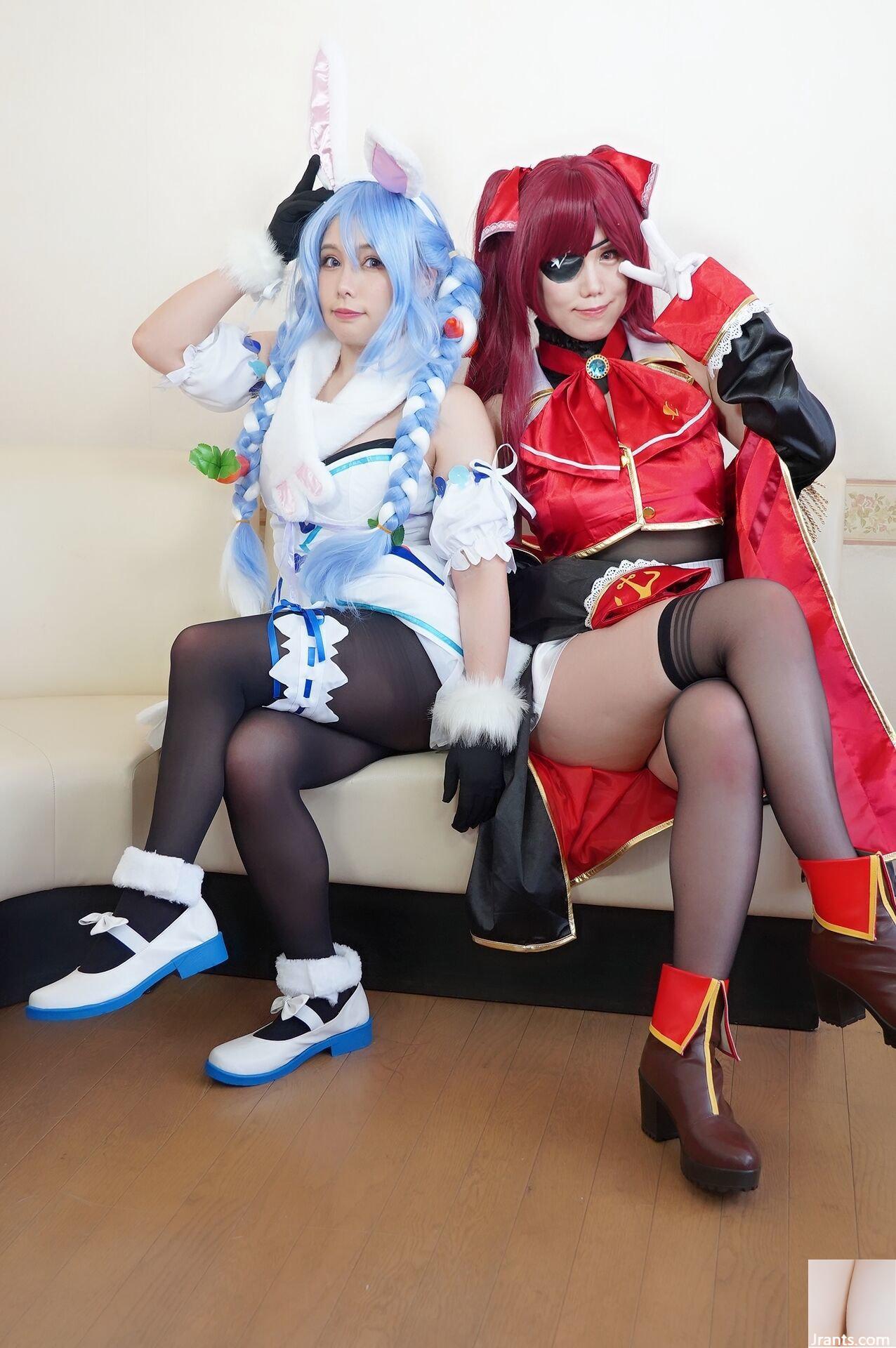 Double Big Breasts Nuruteka Oil Covered Harem 3P Sex (Ho〇 Live Hojo Marin & Usada Pekora) - Ảnh 11