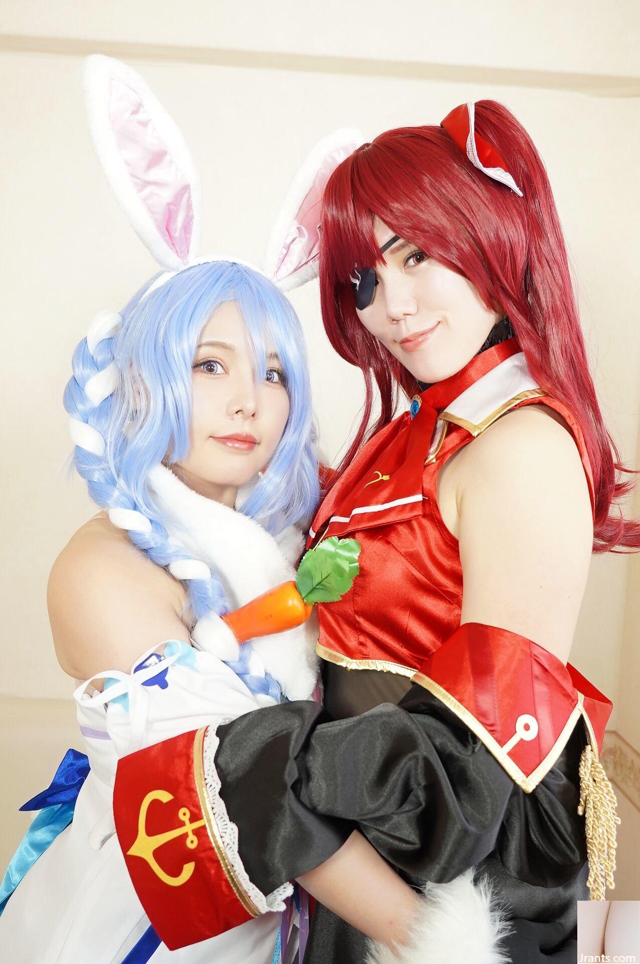 Double Big Breasts Nuruteka Oil Covered Harem 3P Sex (Ho〇 Live Hojo Marin & Usada Pekora) - Ảnh 2