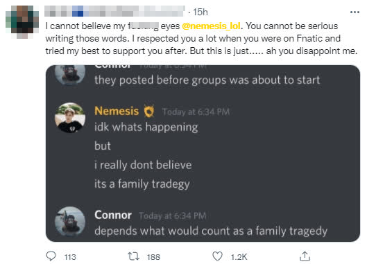 Nemesis bị cộng đồng LMHT tố hèn hạ sau khi đặt nghi vấn về chuyện Upset rời CKTG 2021 - Ảnh 5.