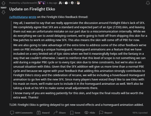 Bị cộng đồng LMHT ném đá quá nhiều, Riot buộc phải hoãn ngày ra mắt của skin Ekko Thủ Lĩnh Ánh Lửa - Ảnh 3.