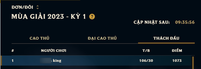 Người chơi "Chi** King" đạt top 1 Thách Đấu máy chủ Việt Nam - nguồn: League of Legends