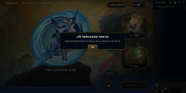 Vanguard gặp lỗi khiến người chơi LMHT và cả VALORANT đều không thể chơi game được