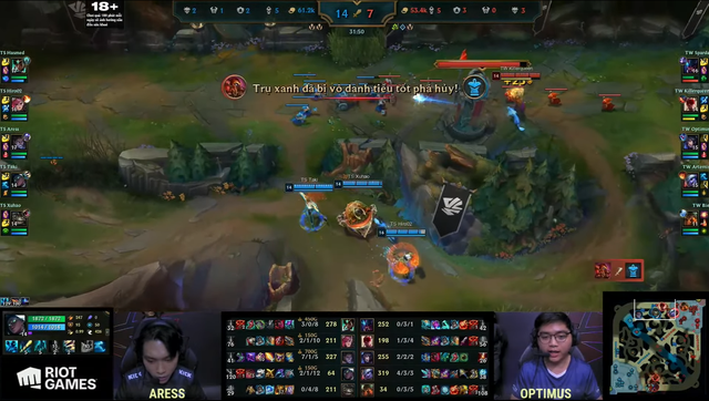 Khi sự cố được khắc phục tạm thời thì TS dẫn trước TW khoảng gần 10k vàng cùng rất nhiều lợi thế về trụ