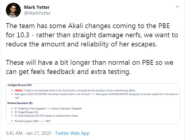 Riot Games sắp loại bỏ khả năng lướt chủ động của Akali từ chiêu cuối Sát Chiêu Hoàn Hảo - Ảnh 1. Riot Games sắp loại bỏ khả năng lướt chủ động của Akali từ chiêu cuối Sát Chiêu Hoàn Hảo - Ảnh 1.