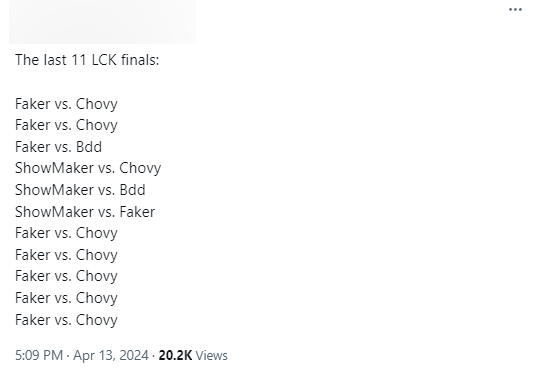 Và đây đã là màn đối đầu thứ 7 của hai tuyển thủ tính riêng khuôn khổ các trận chung kết LCK từ năm 2019 đến nay