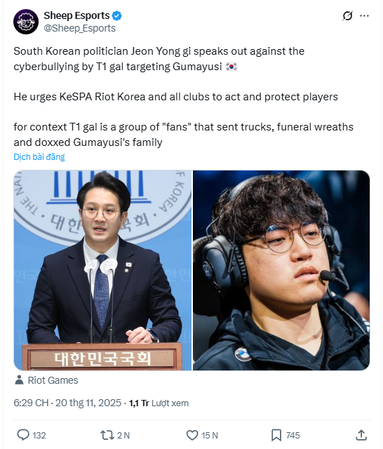 Nghị sĩ Hàn lên tiếng vụ việc của Gumayusi nhưng đây mới là "thủ phạm" thực sự- Ảnh 1. Nghị sĩ Hàn lên tiếng vụ việc của Gumayusi nhưng đây mới là "thủ phạm" thực sự- Ảnh 1.