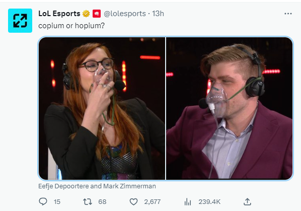 Hai BLV của trận phải "thở oxy" - nguồn: LoL Esports