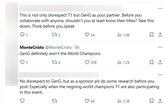 Các fan lẫn BLV MonteCristo của LMHT cũng nhận định đây là một sai sót nghiêm trọng và thậm chí là thiếu tôn trọng T1