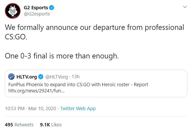 Thấy FunPlus Phoenix chuẩn bị gia nhập làng CS:GO, G2 Esports vội vàng xin rút lui? - Ảnh 3. Thấy FunPlus Phoenix chuẩn bị gia nhập làng CS:GO, G2 Esports vội vàng xin rút lui? - Ảnh 3.