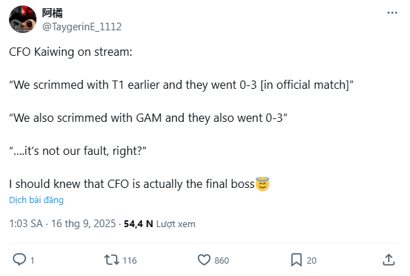 Kaiwing cho biết CFO đã scrim với cả T1 lẫn GAM Kaiwing cho biết CFO đã scrim với cả T1 lẫn GAM