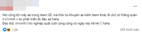 Div*** cũng cho rằng việc GE bị loại ngang khỏi VCS Mùa Xuân 2023 là hậu quả tất yếu từ những rắc rối của vị quản lý đội - nguồn: Facebook NV