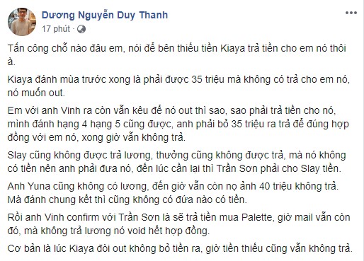 Tinikun chơi ván bài lật ngửa, tiết lộ không riêng Kiaya, cả HLV Yuna, Levi, Palette, Slay... đều bị GAM nợ lương, Dia1 cũng bị lừa - Ảnh 3. Tinikun chơi ván bài lật ngửa, tiết lộ không riêng Kiaya, cả HLV Yuna, Levi, Palette, Slay... đều bị GAM nợ lương, Dia1 cũng bị lừa - Ảnh 3.