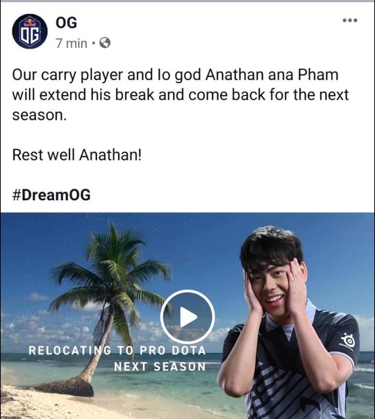 DOTA 2: Siêu Carry gốc Việt nghỉ thi đấu hết năm, Team OG thay thế bằng ngôi sao khác là Sumail - Ảnh 1.