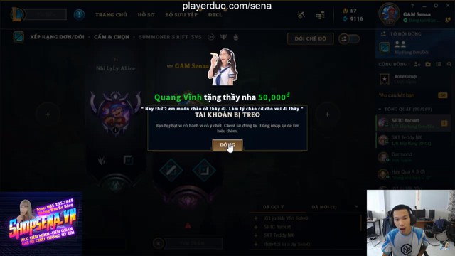 LMHT: Feed tới 16 mạng 1 game, ông trùm kiểm soát Sena bị khóa tài khoản ngay khi đang stream giữa chừng - Ảnh 2.