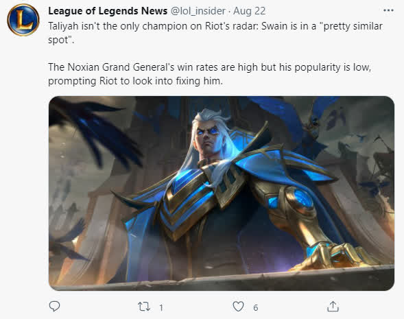 Riot lên kế hoạch làm lại con ghẻ Taliyah, Swain cũng trong danh sách dù tỷ lệ thắng khá ảo - Ảnh 3.