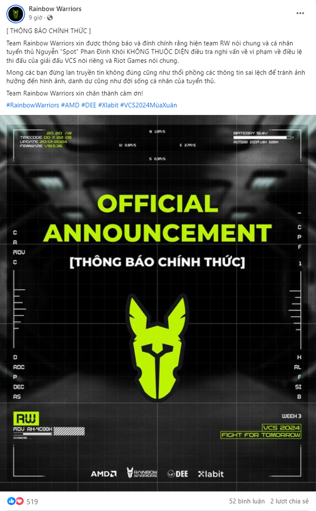 Phía RW ngay lập tức lên bài xác nhận Spot không liên quan gì đến các tin đồn Phía RW ngay lập tức lên bài xác nhận Spot không liên quan gì đến các tin đồn