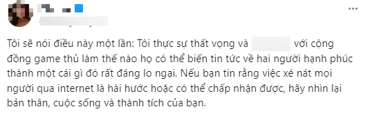 Nữ diễn viên bức xúc khi công việc và mối quan hệ của mình bị một bộ phận cộng đồng game tỏ thái độ cực đoan