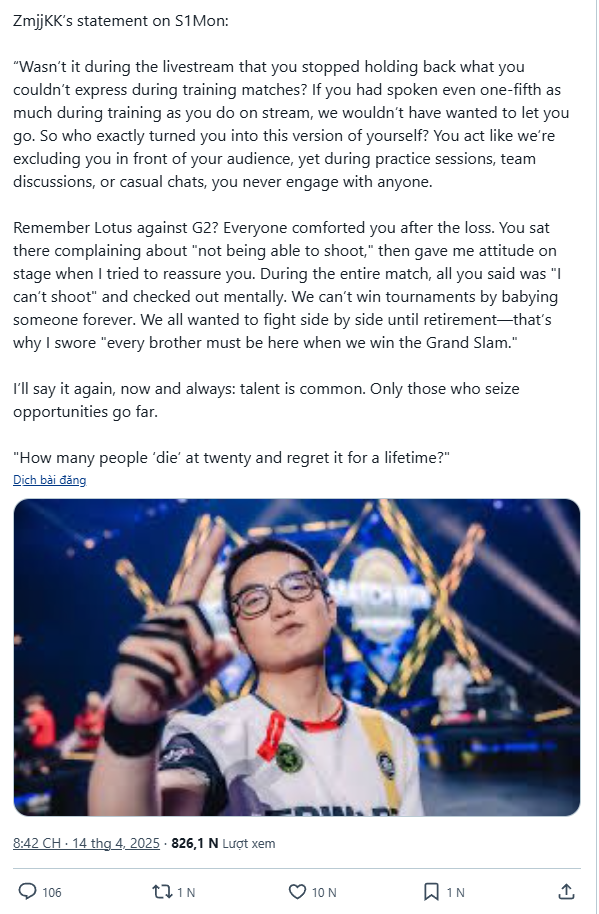 Nhà vô địch thế giới Esports bị cả đội cùng lên án vì thái độ "chống đối", lên stream nói xấu đồng đội- Ảnh 2.