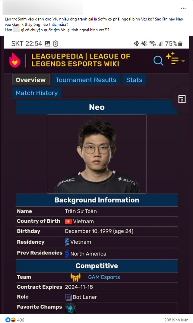 Cộng đồng bùng lên tranh cãi về việc Neo là nội binh hay ngoại binh VCS và SofM cũng bị 