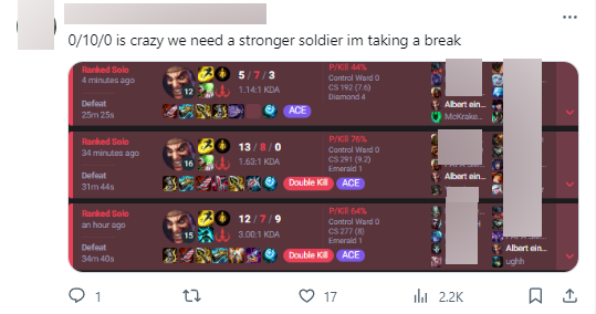 Nam game thủ phàn nàn về chuỗi trận thua của mình