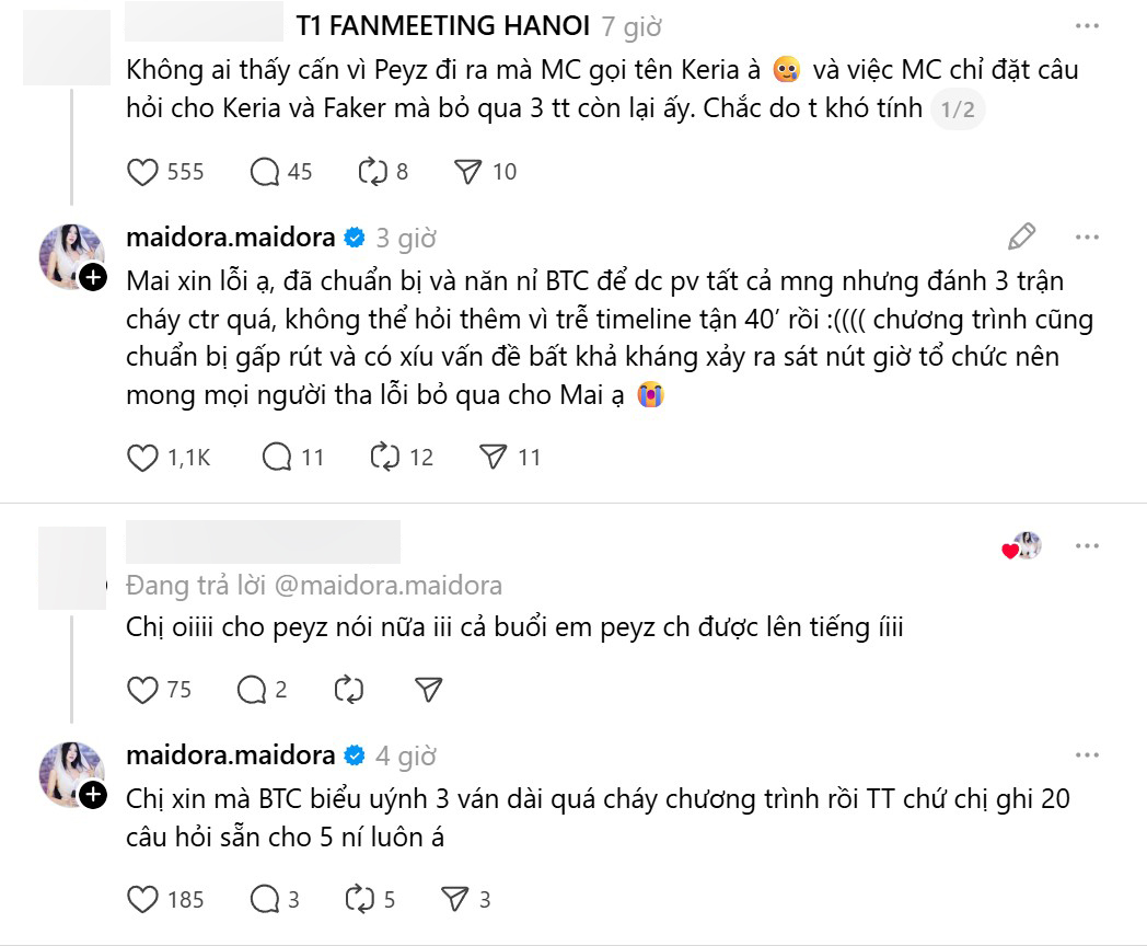 Nữ MC Mai Dora lên tiếng về fanmeeting T1, khán giả cũng đồng cảm- Ảnh 2.