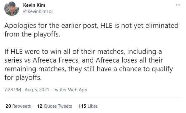 Thi đấu bết bát nhưng HLE vẫn chưa hết cơ hội lọt vào vòng Playoffs - Ảnh 1. Thi đấu bết bát nhưng HLE vẫn chưa hết cơ hội lọt vào vòng Playoffs - Ảnh 1.