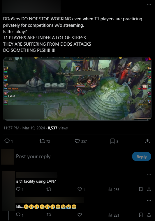 Khán giả bức xúc khi T1 không thể tập luyện kể cả khi đã tạo lobby riêng tư và không ai biết T1 có thể được sử dụng mạng LAN hay không