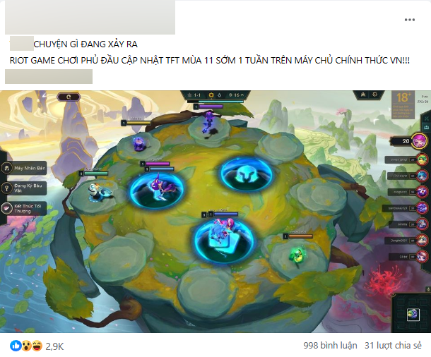 Sáng ngày 15/03 đã ghi nhận Riot cập nhật nhầm mùa 11 cho ĐTCL máy chủ Việt Nam