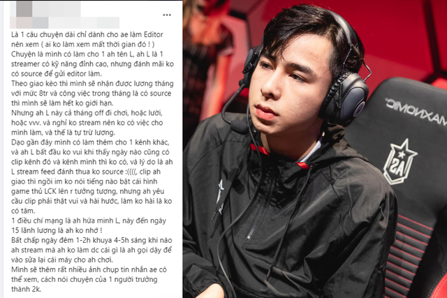 Bài đăng tố Zeros nợ lương của editor - nguồn: Facebook