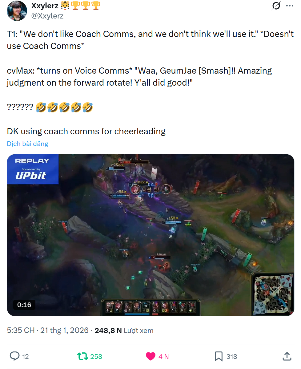 Cơ chế coach-voice bất ngờ được sử dụng với lý do "hài hước" tại LCK Cup 2026- Ảnh 2. Cơ chế coach-voice bất ngờ được sử dụng với lý do "hài hước" tại LCK Cup 2026- Ảnh 2.