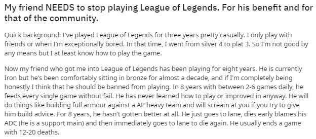 Game thủ phàn nàn về người bạn chơi LMHT suốt 8 năm nhưng chỉ toàn feed và toxic, cộng đồng bùng nổ ý kiến trái chiều - Ảnh 2.