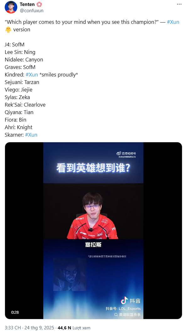 Xun không ngần ngại nhắc đến SofM với Jarvan IV và Graves Xun không ngần ngại nhắc đến SofM với Jarvan IV và Graves