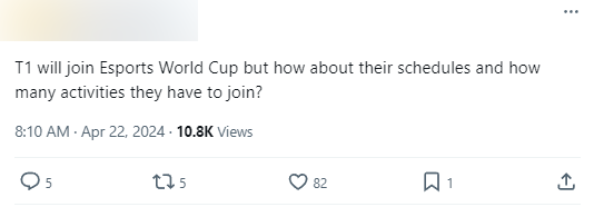 "T1 sẽ tham dự EWC nhưng còn lịch trình của họ và cả mấy hoạt động mà họ sẽ tham dự khác thì sao?"