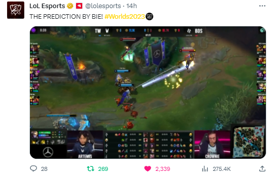 Tình huống kéo "hack não" của Bie cũng khiến Riot phải đăng lại đầy phấn khích