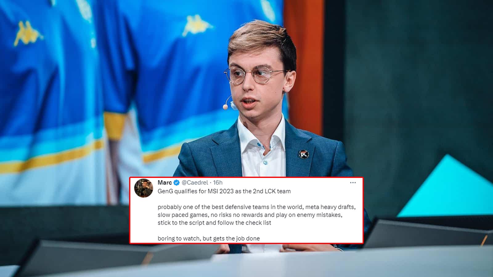 BLV Caedrel nhận định đây là trận đấu nhàm chán - nguồn: Twitter