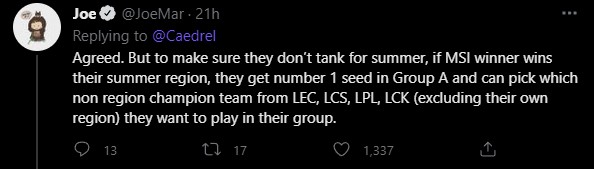 Nên hay không việc Riot Games đặc cách một vị trí tại CKTG cho nhà vô địch MSI cùng năm? - Ảnh 3. Nên hay không việc Riot Games đặc cách một vị trí tại CKTG cho nhà vô địch MSI cùng năm? - Ảnh 3.