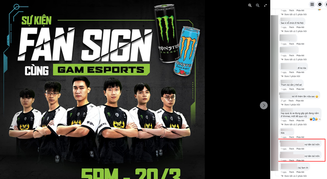 Những bình luận này xuất hiện trong bài đăng quảng cáo của GAM