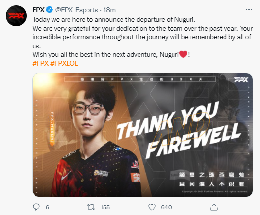 Nuguri chính thức rời FPX sau 1 mùa giải trắng tay - Ảnh 2.
