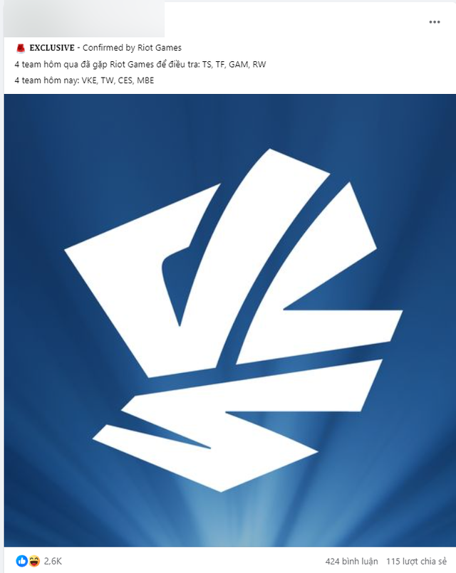 Có thông tin Riot triệu tập các đội VCS