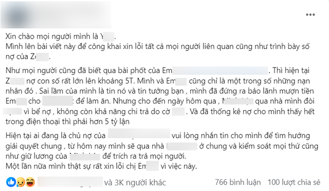 Y. - người mượn nợ giúp Z. cũng khẳng định sẽ qua ở cùng để kiểm soát tiền bạc và trả nợ giúp Z.