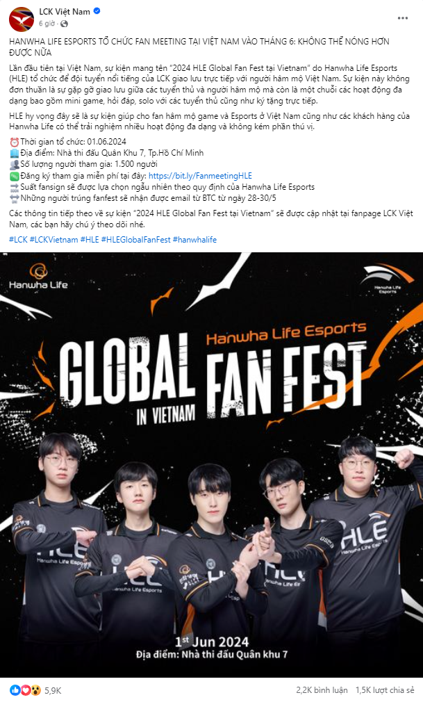 Thậm chí HLE miễn phí luôn vé dự sự kiện