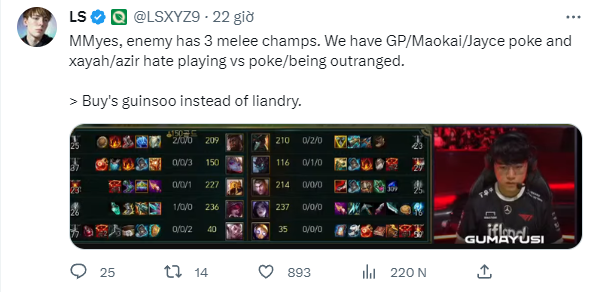 LS cho rằng Gumayusi lên đồ sai lầm