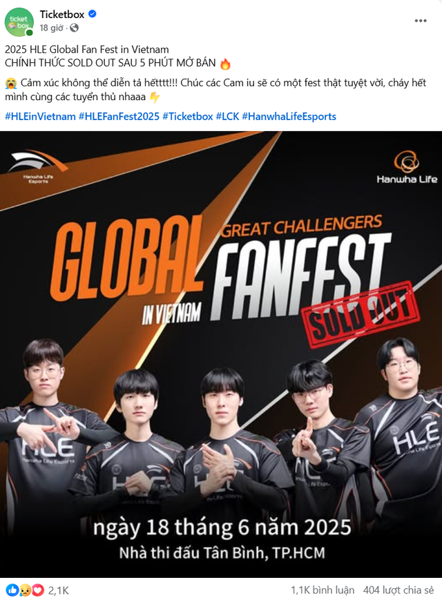 Vé xem HLE "cháy sạch" sau 5 phút, giá vé "chợ đen" lên cao đến mức phản cảm- Ảnh 1.