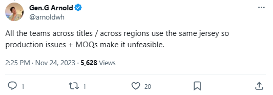 COO Gen.G: "Các đội thuộc các game/khu vực khác cũng sử dụng chung mẫu áo nên việc thêu ngôi sao là không khả thi"