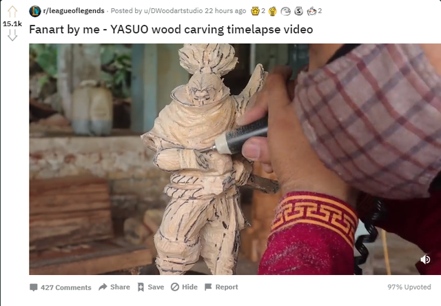 Chiêm ngưỡng tuyệt tác của nghệ nhân điêu khắc Việt Nam đam mê LMHT - Yasuo Gỗ đoàn là có thât! - Ảnh 2.