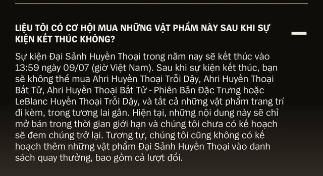 Và game thủ sẽ không có cơ hội sở hữu skin này sau ngày 09/07