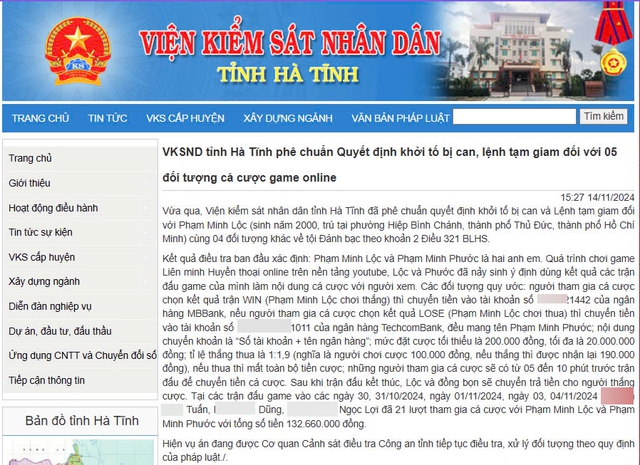 Thông báo của Viện Kiểm sát tỉnh Hà Tĩnh về trường hợp của Phạm "Zeros" Minh Lộc Thông báo của Viện Kiểm sát tỉnh Hà Tĩnh về trường hợp của Phạm "Zeros" Minh Lộc